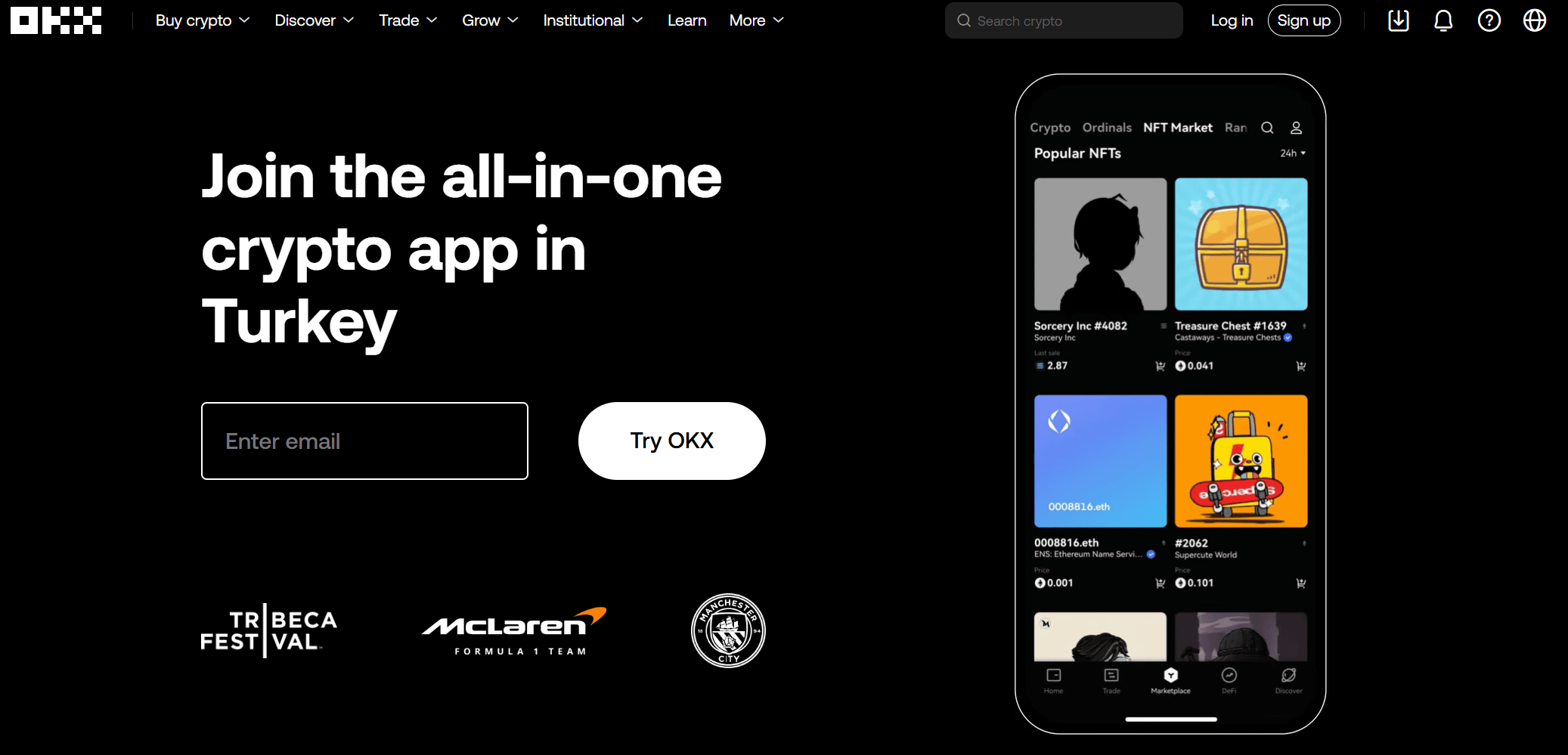 Strona główna OKX z interfejsem handlowym