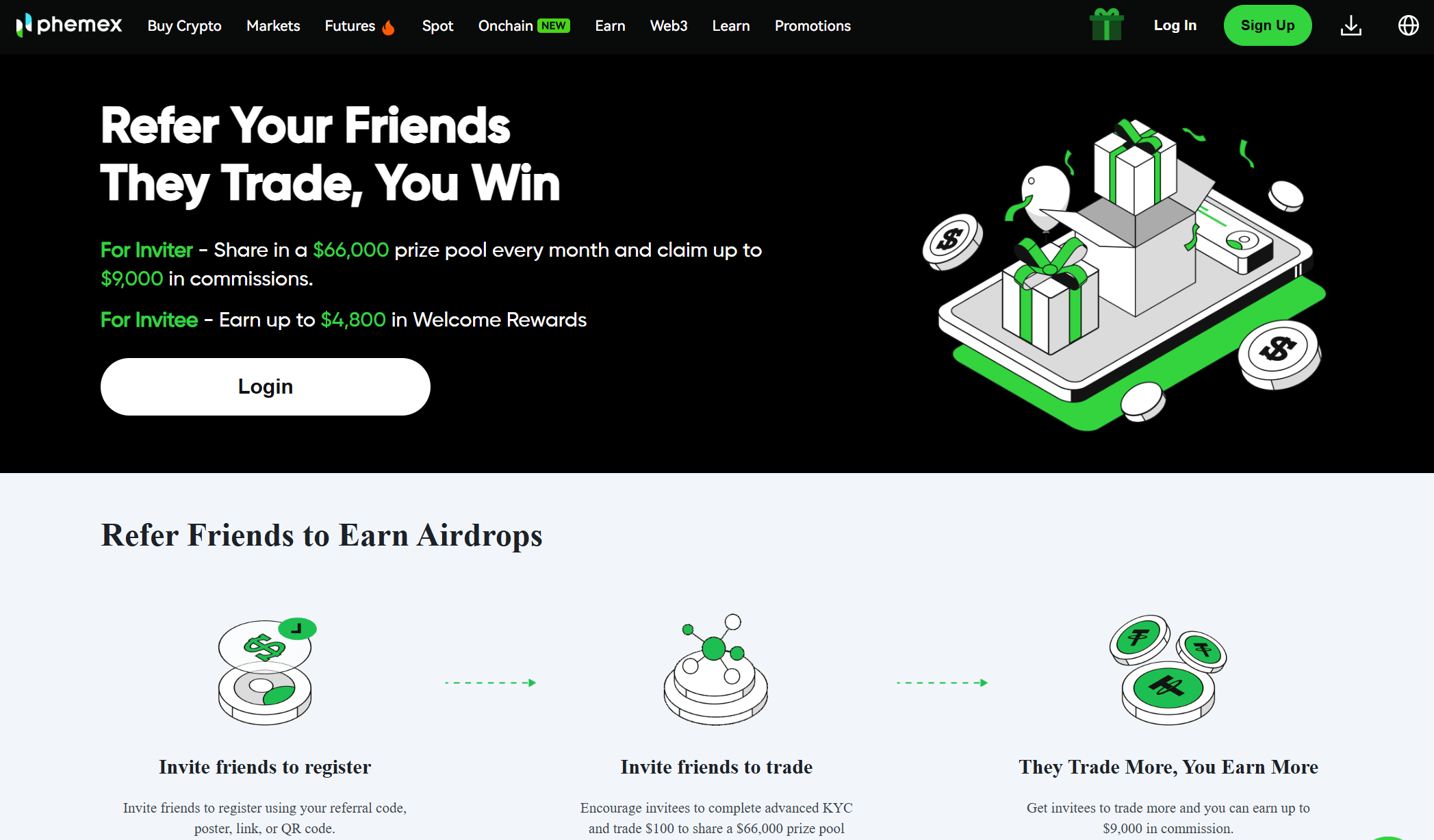 Program polecający Phemex z systemem prowizji