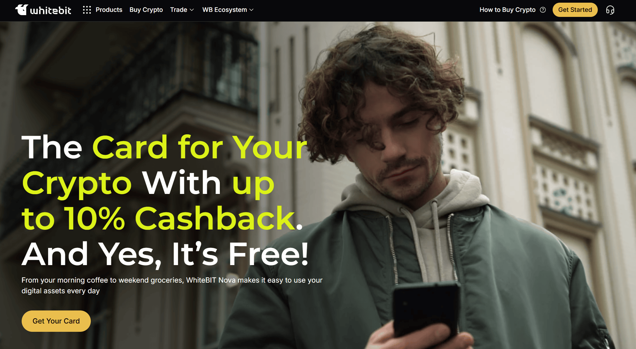 Karta debetowa WhiteBIT Nova z funkcjami cashback
